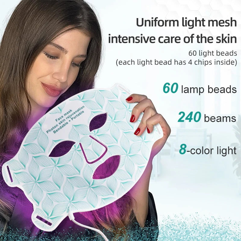 YTH SKN 8-Color LED Face & Neck Mask – Red Light & Infrared Therapy