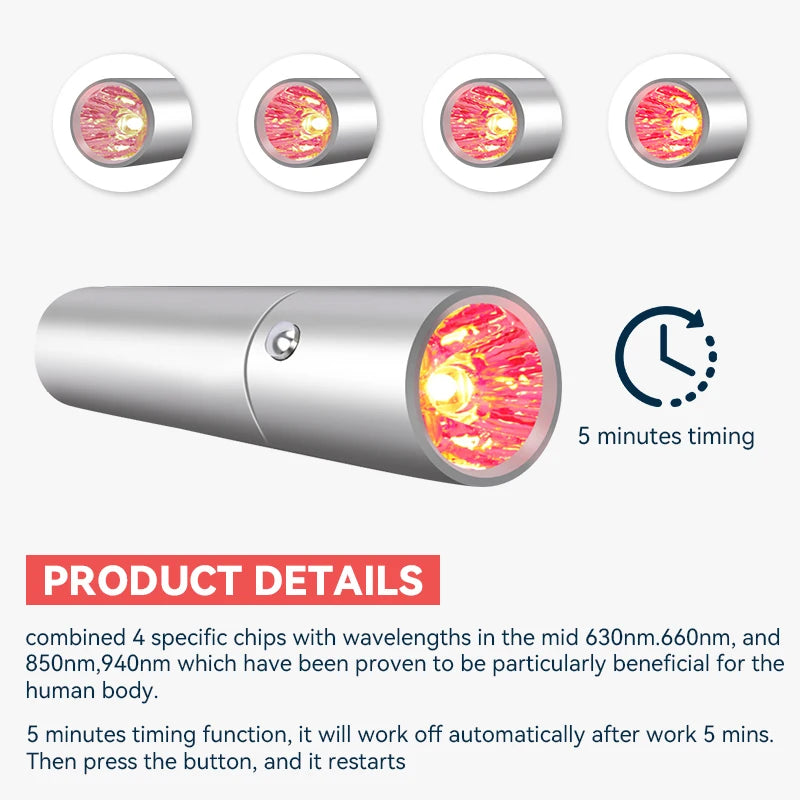 YTH SKN Red Light LED Infrared Therapy Pen – 4 Light Sources