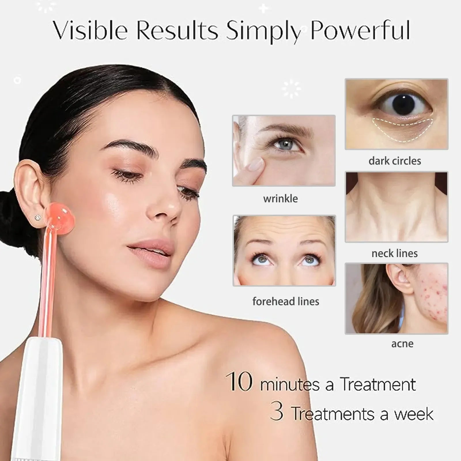 YTH SKN Darsonval High Frequency Facial Wand – 6 Neon & Argon Electrodes